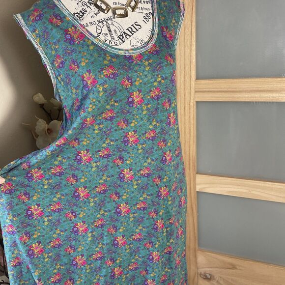 Natural Life Bohemian Fall Hangout Cotton Midi Dress Green Floral Pocket M NWT - Picture 5 of 12